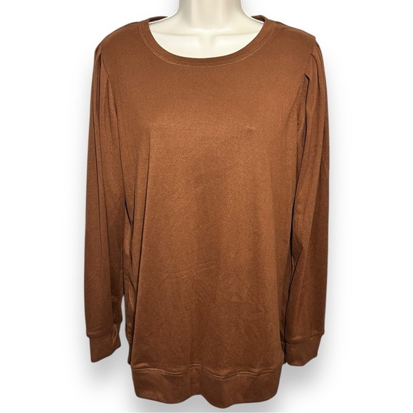 Tops - Geifa Women’s Puff Sleeve Crewneck Lightweight Sweatshirt Burnt Orange Size M